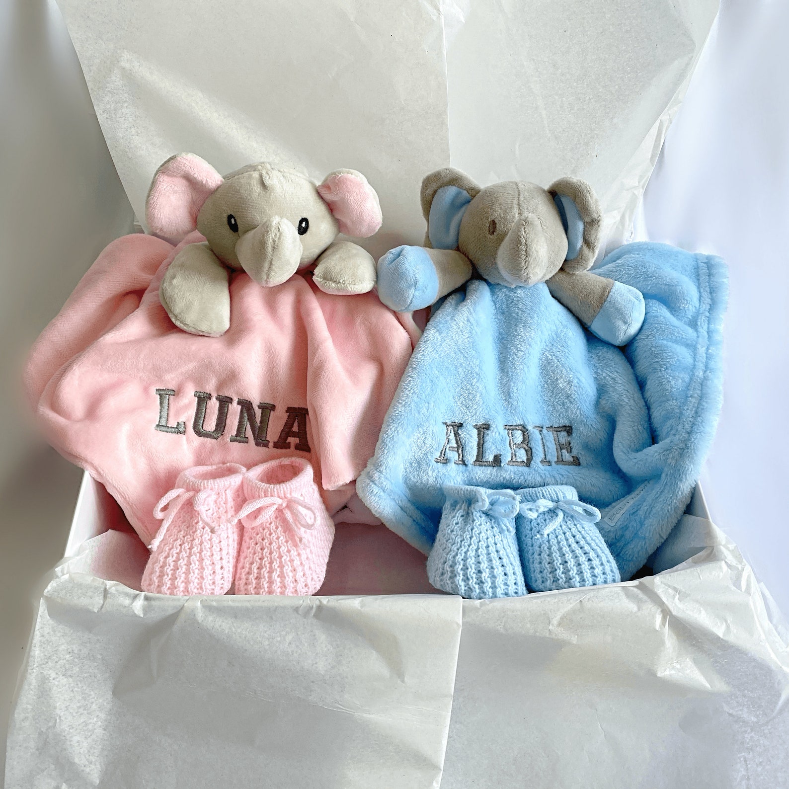 Twin Baby Gift Set Elephant Baby Gift Baby Gift Hamper Twin Etsy UK