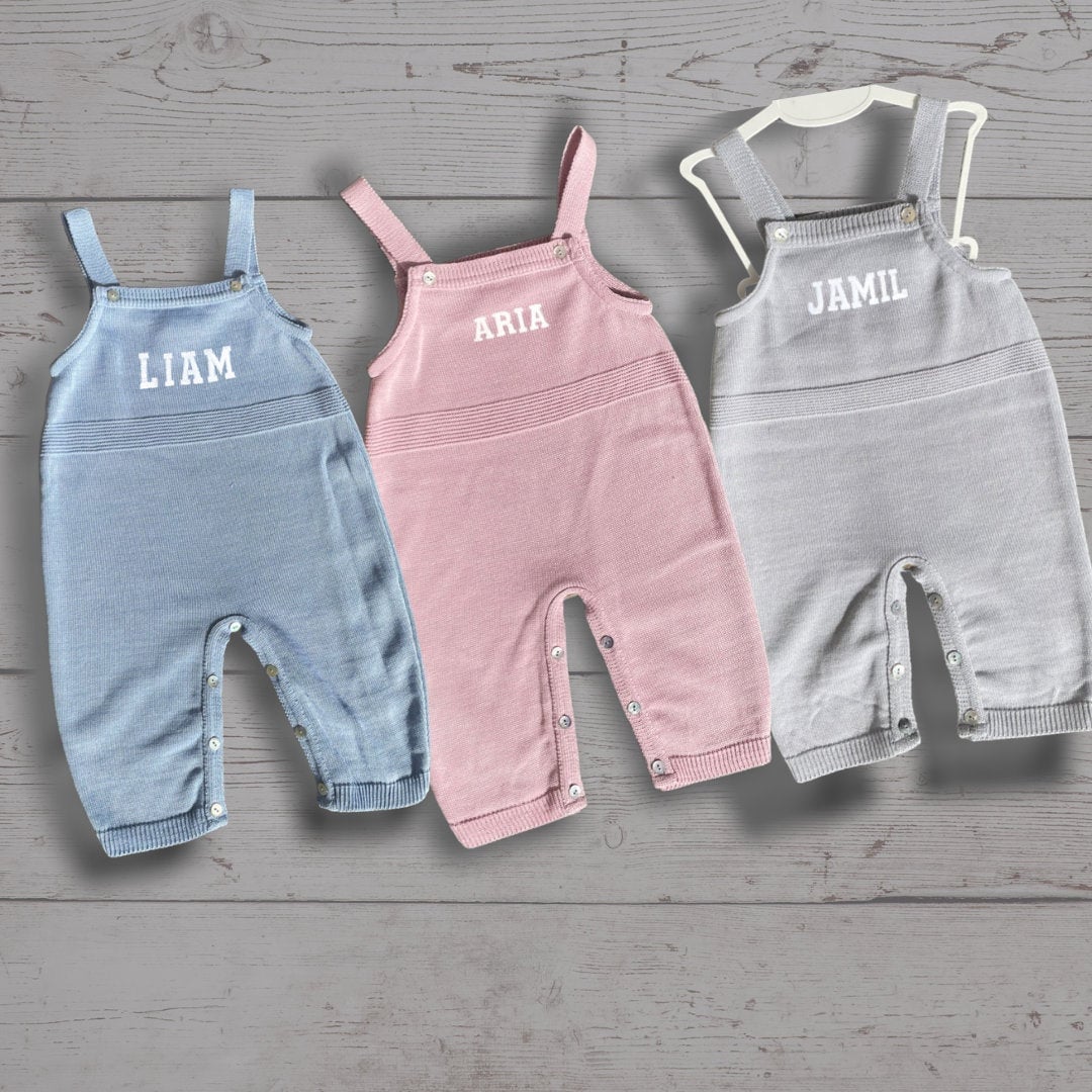 Knitted Baby Dungarees, Designer Baby Boy Romper, Baby Boy Dungarees, Baby Shower Gift, Baby Boy Christening outfit, Newborn Gift
