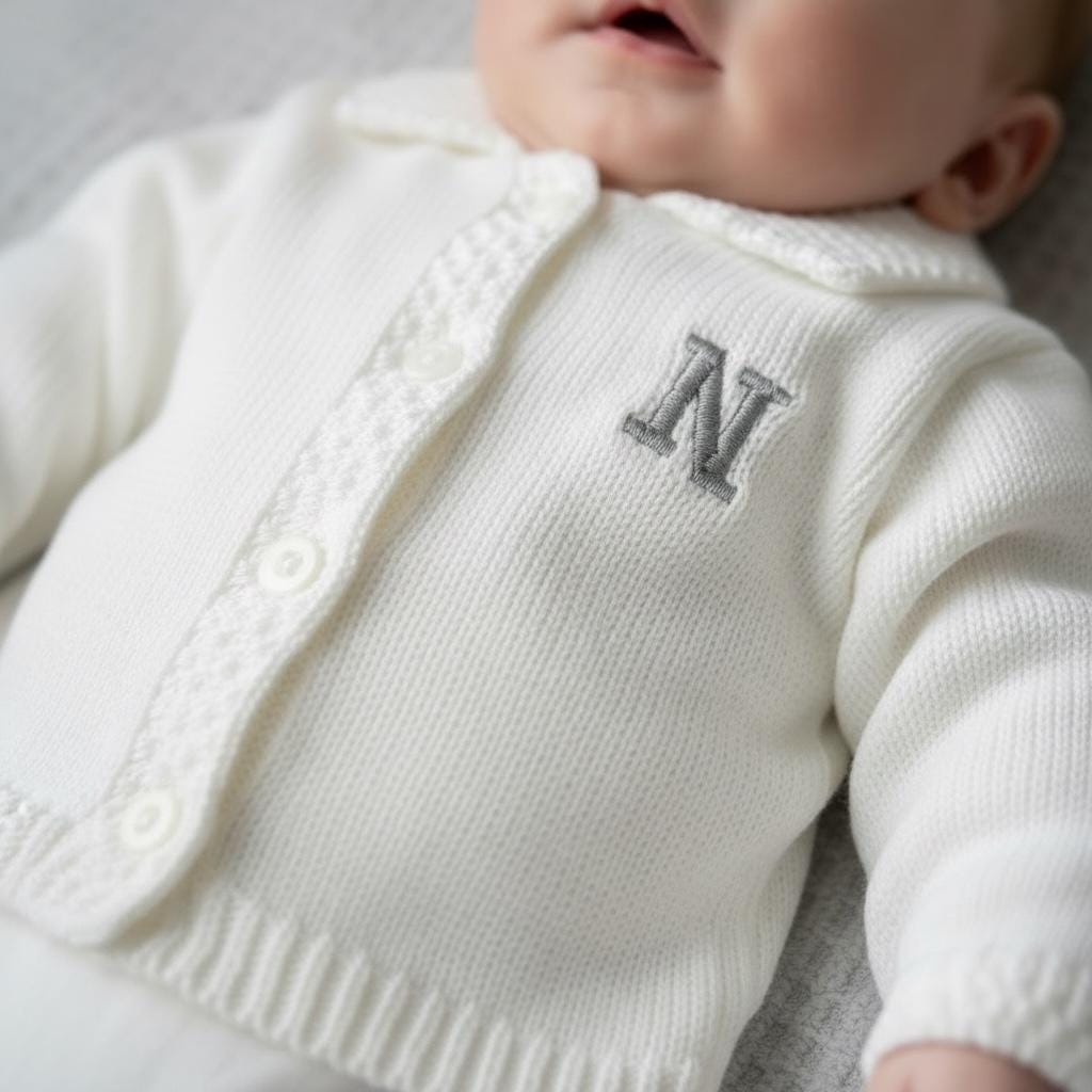 Personalised white Baby cardigan, White Knitted Cardigan, Newborn white cardigan, white christening cardigan, baptism cardigan