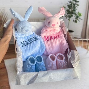 Twin Baby Gift Set, Bunny Rabbit Baby Gift, Baby Twin Gift Hamper, twin baby shower, twin baby girls, twin baby boys, baby gift for twins