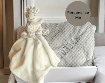 Personalized Giraffe Baby Blanket and Comforter Set