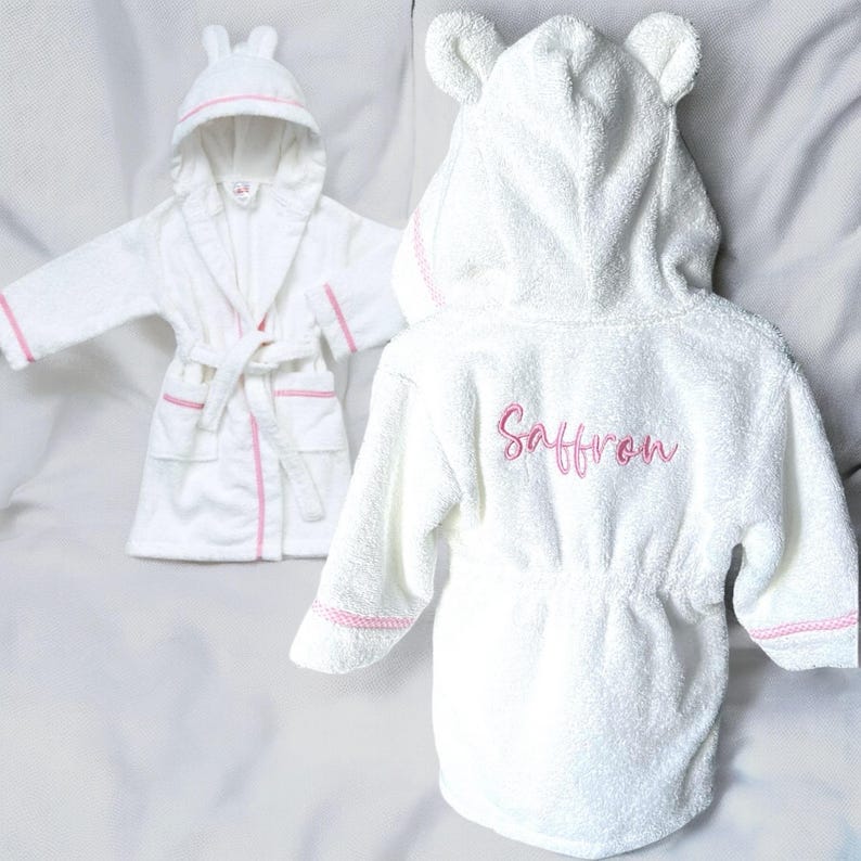 Personalised Bath Robe, Baby Hooded Dressing Gown, Children Fleece ...