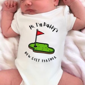 Daddy&#39;s Golf partner baby body suit, Custom baby gift for golfing fan, Baby Gift, Baby Boy gift, Baby Girl, Golfing gift, Born to play golf