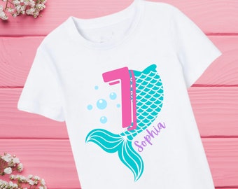 Birthday Mermaid Birthday T-shirt, kids custom t shirt, kids custom design birthday t shirt, personalised t shirt for kids