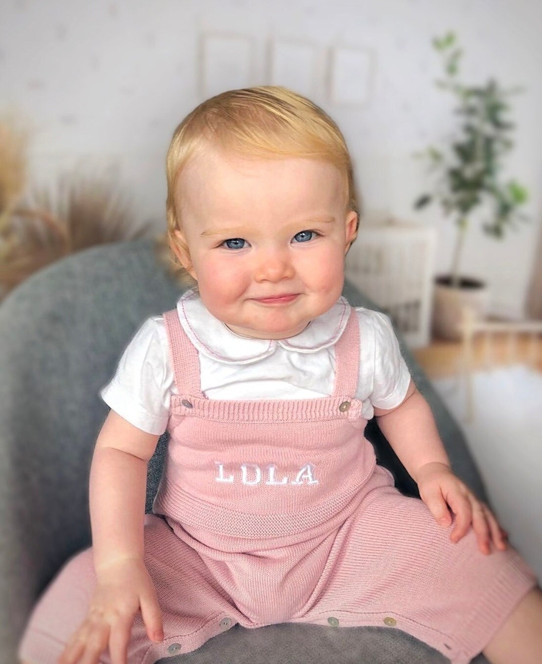 Knitted Baby Dungarees, Designer Baby Girl Romper, Baby Girl Dungarees