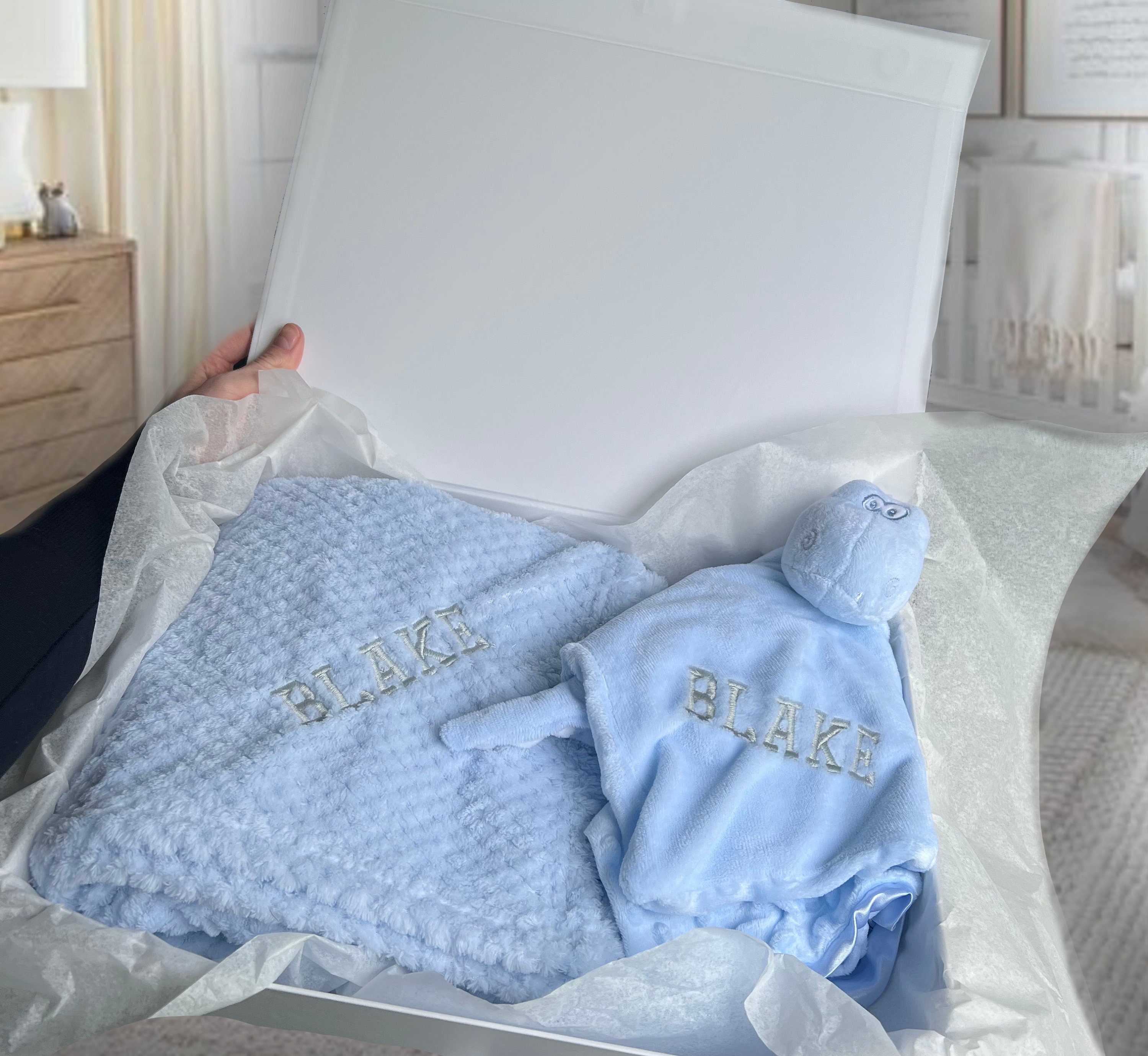 Personalized Dinosaur Baby Blanket With Name - Custom Fleece/Sherpa Blanket For Boys, Newborn Gift & Nursery Decor