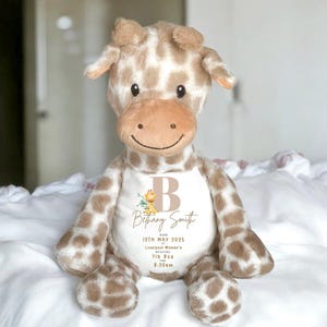 Personalised Birth Giraffe, Baby Gift, Birth Gift, Custom name, Baby Boy, Giraffe gift, Gifts for Grandchildren, Baby Gift, Newborn  gift