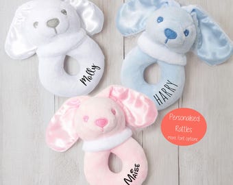 Personalised rattle baby gift, baby shower gift, personalised baby gift, new baby gift, gift for newborn baby, new baby boy, baby girl gifts