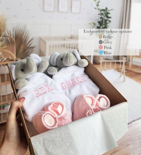 Baby Twin Gift set Box Olifant Baby Cadeau Baby Cadeau Hamper tweeling babyshower tweeling babymeisjes tweeling babyjongens gepersonaliseerde tweeling cadeau Etsy Belgie