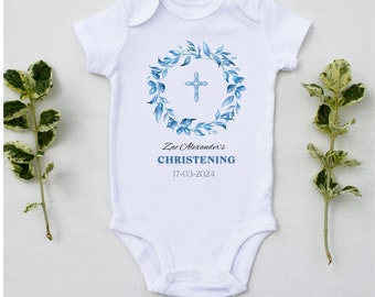 Baby boy Christening bodysuit, christening baby grow, baptism day vest, baby christening day