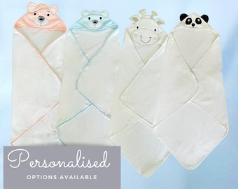 Personalised Baby Bath Towel, Hooded Animal Baby Bath Towel, Baby Gift, Newborn bath towel