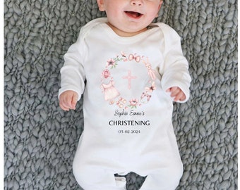 Baby Girl Christening bodysuit, christening baby grow, baptism day vest, baby christening day