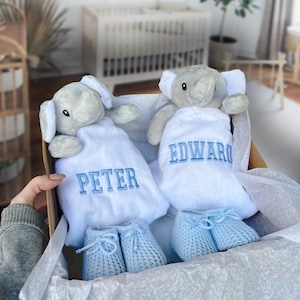 Twin Baby Gift Set, Elephant Animal Toy Baby Gifts, Baby Gift Hamper, twin baby shower, twin baby girls, twin baby boys,