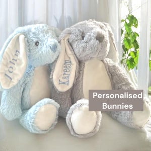 Personalised Bunny Soft toy gift, Gift for girl, gift for baby, Gift for boy baby shower gift set, personalised baby gift.