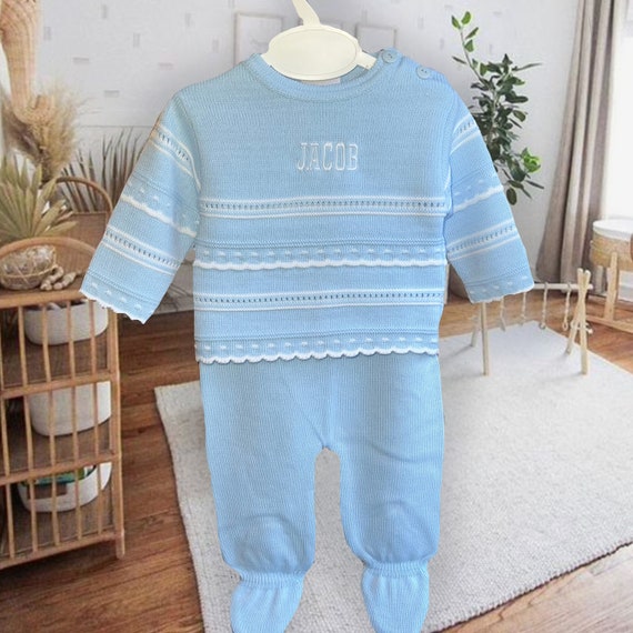 Baby blue knitted outfit discount