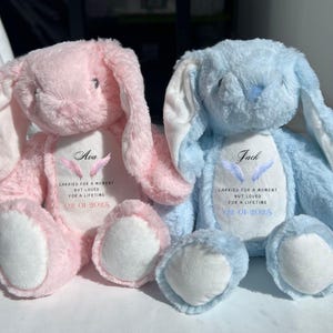 Personalisierte Baby Verlust Häschen Kuscheltier | Fehlgeburt Teddy-Denkmal Andenken | Trauer Geschenk | Verlust von Baby Comfort Plüschtier, Engelbaby