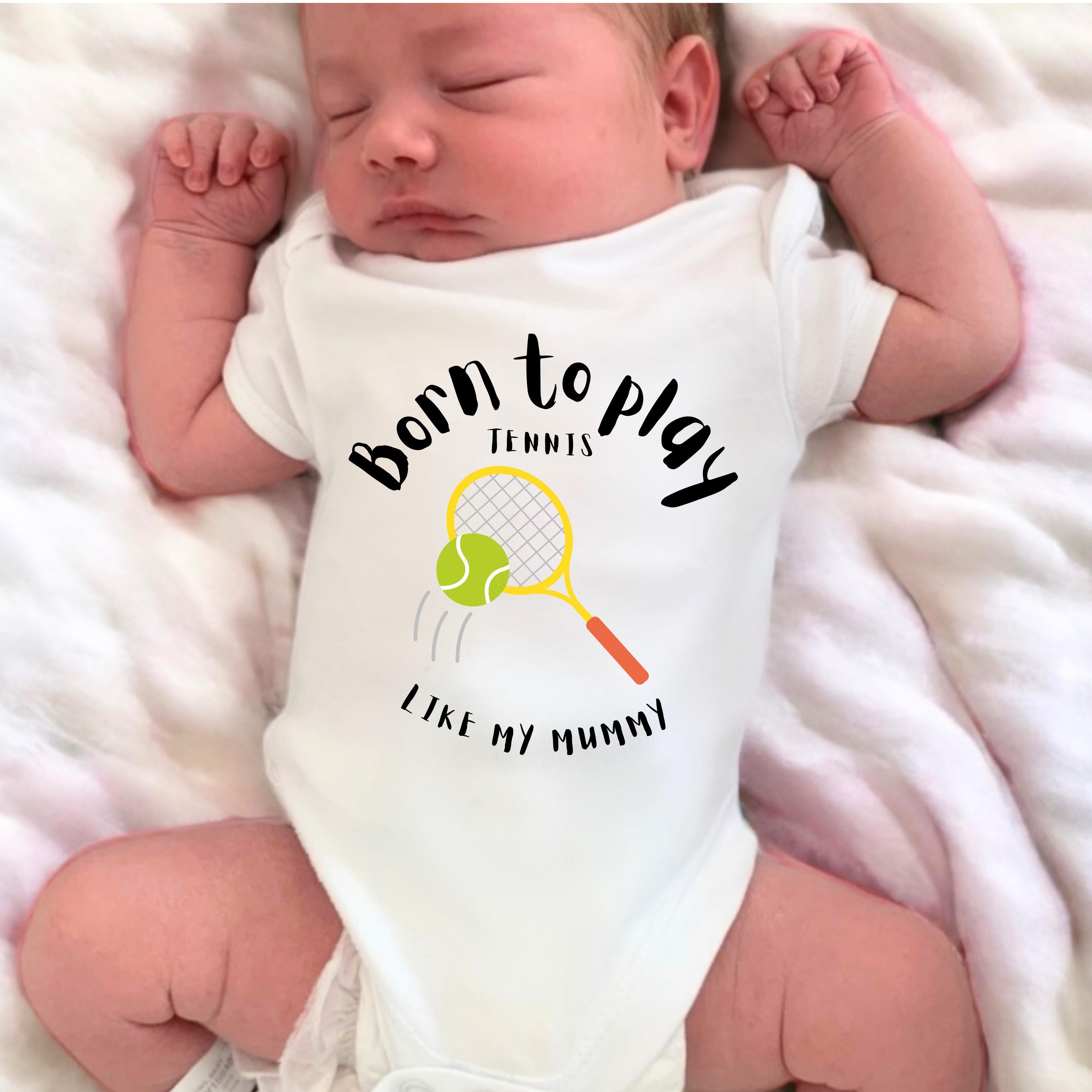 Born To Play Tennis baby body suit, new Baby, Baby Boy gift, Baby Girl Vest
