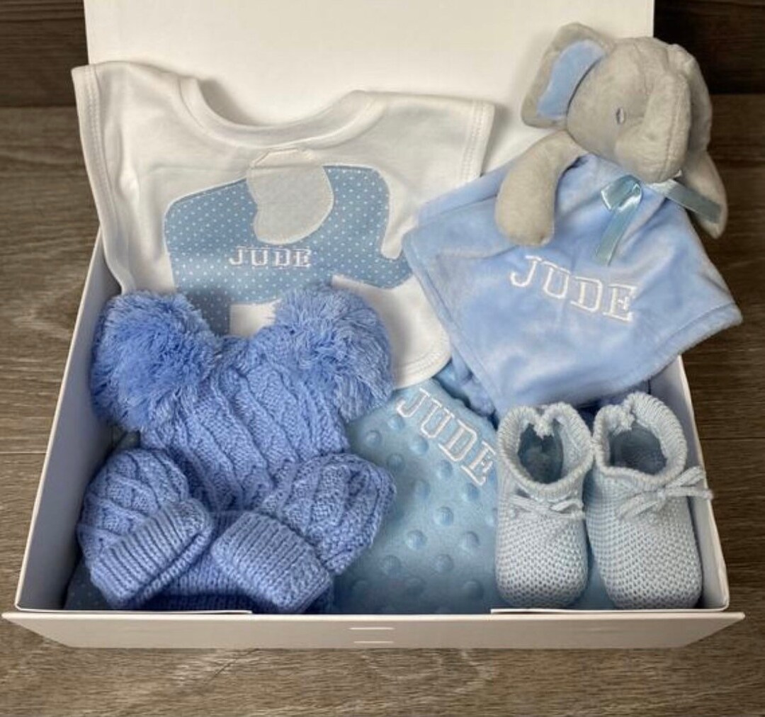 New Baby Boy Elephant Gift Set personalised Baby Boy Hamper - Etsy UK
