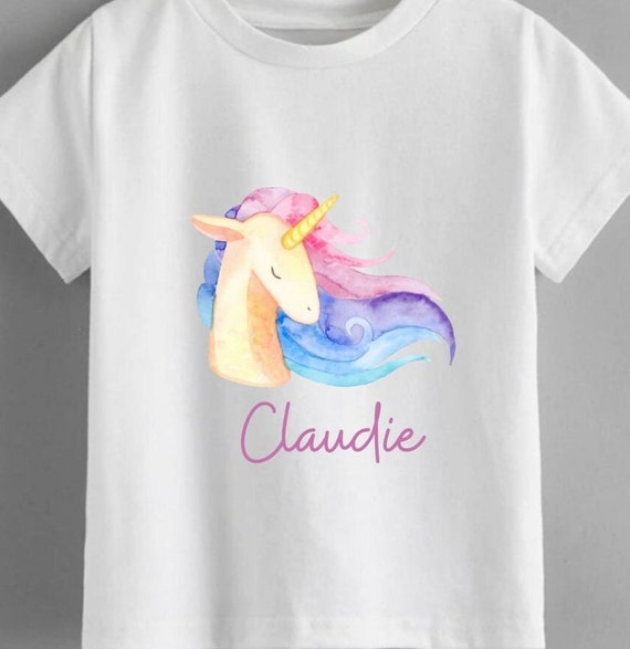 Gepersonaliseerde Eenhoorn T shirt Meisjes Regenboog t shirt Eenhoorn t shirt Etsy Nederland