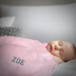 Grey baby blanket, Personalised newborn baby gift, embroidered baby wrap, new baby gift, personalized gift for newborn baby image 5