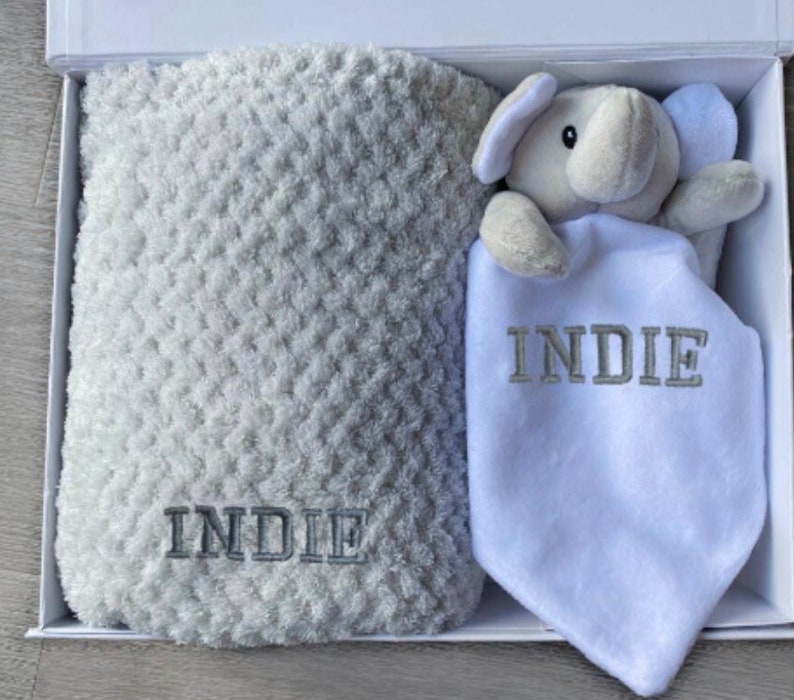 Personalised Baby Blanket and Comforter Gift Set Embroidered Etsy