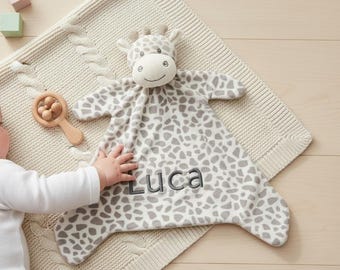 Personalised Giraffe Blankie Comforter, Embroidered Baby Comforter with Name