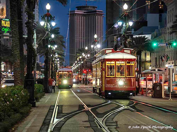 Canal St Street Cars New Orleans Color Or B W Wall Decor Etsy
