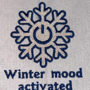 Winter Mood Activated Snowflake Machine Embroidery, Cold Season Design Power Button For Christmas Gift Idea PES DST JEF Instant Download