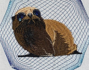 Cute otter machine embroidery designs, Geometric frame, animal applique pattern PES DST JEF Instant Download