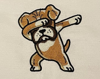 Funny Dabbing Bulldog Cute Embroidery Design Machine Embroidery Pattern PES DST Hoodie Dog Lover Gift Instant Download