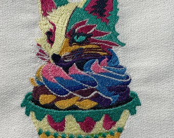 Fox Cupcake Machine Embroidery, Fantasy Animal Design, Sweet Treat For Birthday Gift Idea, PES DST JEF Instant Download