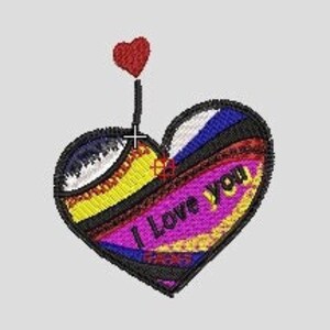 Heart with I love you, Embroidery File, Machine embroidery designs, file - 2 different sizes INSTANT DOWNLOAD