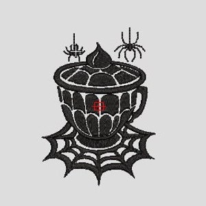 Cup and napkin designed in the shape of a cobweb, Embroidery File, Machine embroidery designs, file - 2 different sizes INSTANT DOWNLOAD