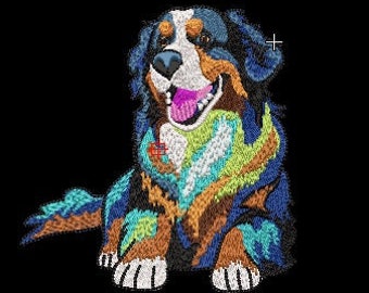 Gothic Bernese Mountain Dog Colorful Bold Embroidery Design Creepy Cute Machine Pattern Hoodie Sweatshirt Pillow PES DST Instant Download