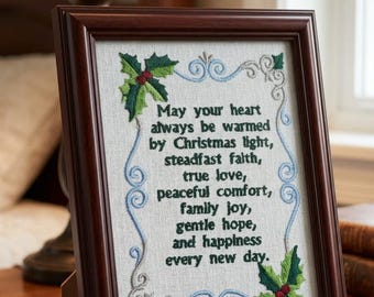 Christmas Blessing Holly Leaf Machine Embroidery Heart Light Design, Gift For Best Friend  Idea, PES DST JEF Instant Download