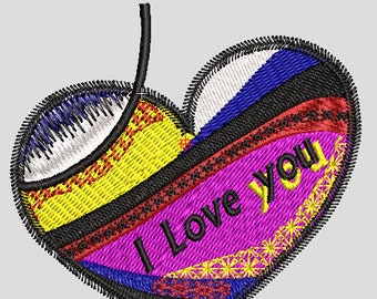 I Love You Heart Crazy Patchwork Embroidery Design Romantic Machine Pattern Hoodie Sweatshirt Gift PES DST JEF Instant Download