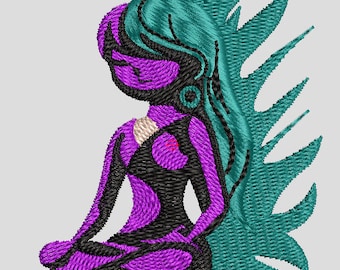 Lady Yoga Gothic Meditating Girl Punk Creepy Cute Embroidery Design Zen Machine Pattern Hoodie Sweatshirt Gift PES DST JEF Instant Download