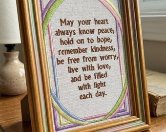 Follow your heart every day Embroidery Design, Pastel Rainbow Frame Saying Blessing Sentimental Machine Pattern PES DST JEF Instant Download