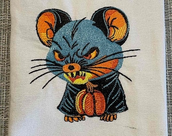Halloween Angry Mouse Embroidery Design, Spooky Cute Rat Machine File, For Holiday Dad Husband Gift Idea PES  JEF Instant Download