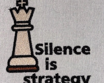 Silence Strategy Chess King Machine Embroidery Game Design Smart Quote For Player Gift Idea PES DST JEF Instant Download