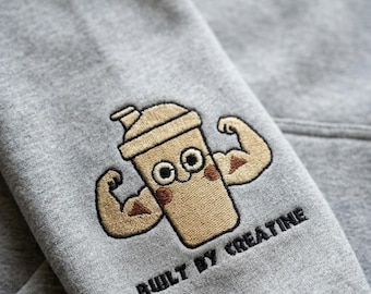 Built By Creatine Funny Gym Embroidery Design Machine Embroidery Pattern PES DST Hoodie Workout Gift Instant Download