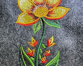 Yellow Flower Machine Embroidery Botanical Design, Wildflower Bloom For Spring Gift Idea, PES DST JEF Instant Download