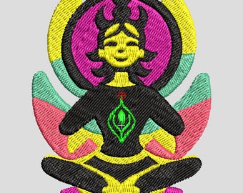 Gothic Meditating Buddha Devil Creepy Cute Embroidery Design Zen Machine Pattern Hoodie Sweatshirt Gift PES DST JEF Instant Download
