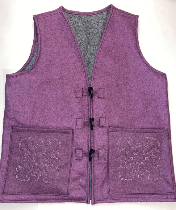 Women's Wool Vest New Zealand Lambswool Purple / Black Etsy