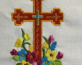 Christian Bible Cross Embroidery, Elegant Religious Floral Design, Homedecor Gifteful Machine Pattern PES DST JEF Instant Download
