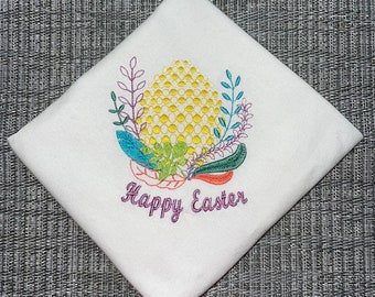 Happy Easter Floral Egg Cute Embroidery Design Spring Machine Embroidery Pattern PES DST Kitchen Towel Gift Instant Download
