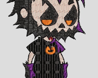 Gothic Ghost Girl Pumpkin Creepy Cute Embroidery Design Halloween Machine Pattern Hoodie Sweatshirt Gift PES DST JEF Instant Download