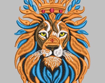 Royal Crown Lion King Bold Embroidery Design Gothic Machine Embroidery Pattern PES DST JEF Instant Download