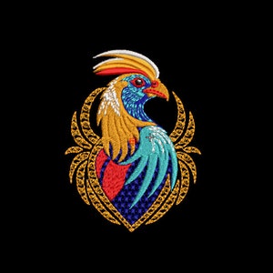 Pretty rooster, Embroidery File, Machine embroidery designs, file - 2 different sizes INSTANT DOWNLOAD