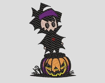 Gothic Ghost Girl Pumpkin Creepy Cute Embroidery Design Halloween Machine Pattern Hoodie Sweatshirt Gift PES DST JEF Instant Download